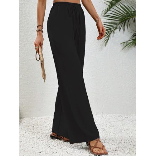 Toplot Trouser For Women || Casual Pants For Women || Loose Fit High-Waist Korean Pants || (Regular Fit | Polyester) (Women-Trouser-5229-Black-36)