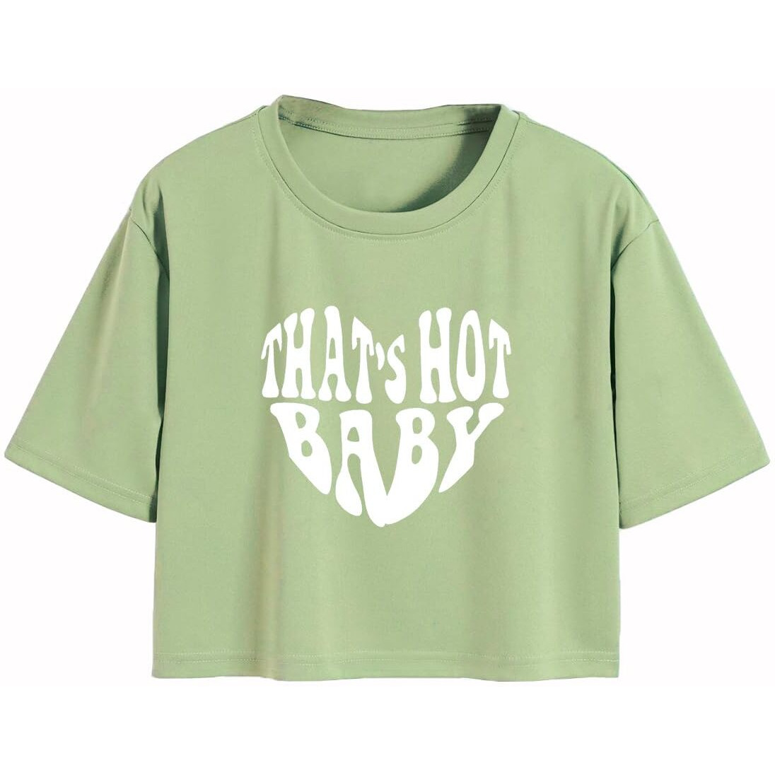 Toplot Text Printed Round Neck Crop Top For Women (Baby-Crop-Top-5200-Pista-L)
