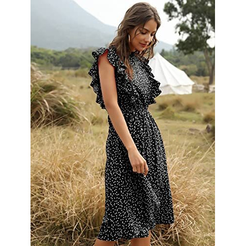 Toplot Black Printed Dress For Women Sleeveless With Knee Length (Dress-5074-Xxl)