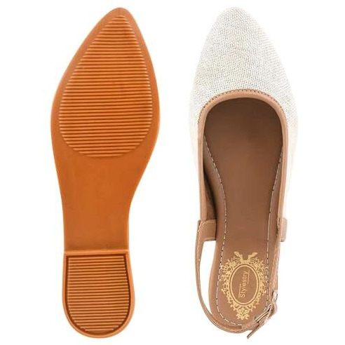 Shoetopia Women's Block Heel Ballet Flats, 4, White