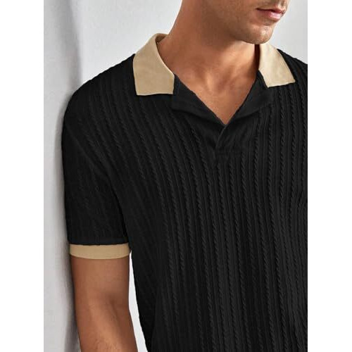 Toplot Polo T Shirt For Men || Men Casual T-Shirt || Polo For Man || Jacquard || Contrast Collar And Cuff (Jqrd-Solid-Polo-5245-Black-M)
