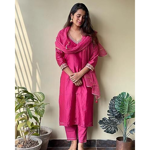 Gosriki Women's Embroidered Kurti & Kurti Pant Dupatta Set Combo Pack Of 2 (Baghicha Rani & Kari Black-Gs_5Xl_Multi_Xxxxx-Large)