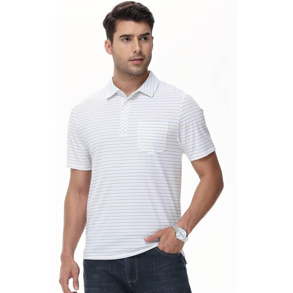Toplot Men Regular Fit T-Shirt || T-Shirt For Men || Polo T Shirt (Lining-Polo-5238-White-S)