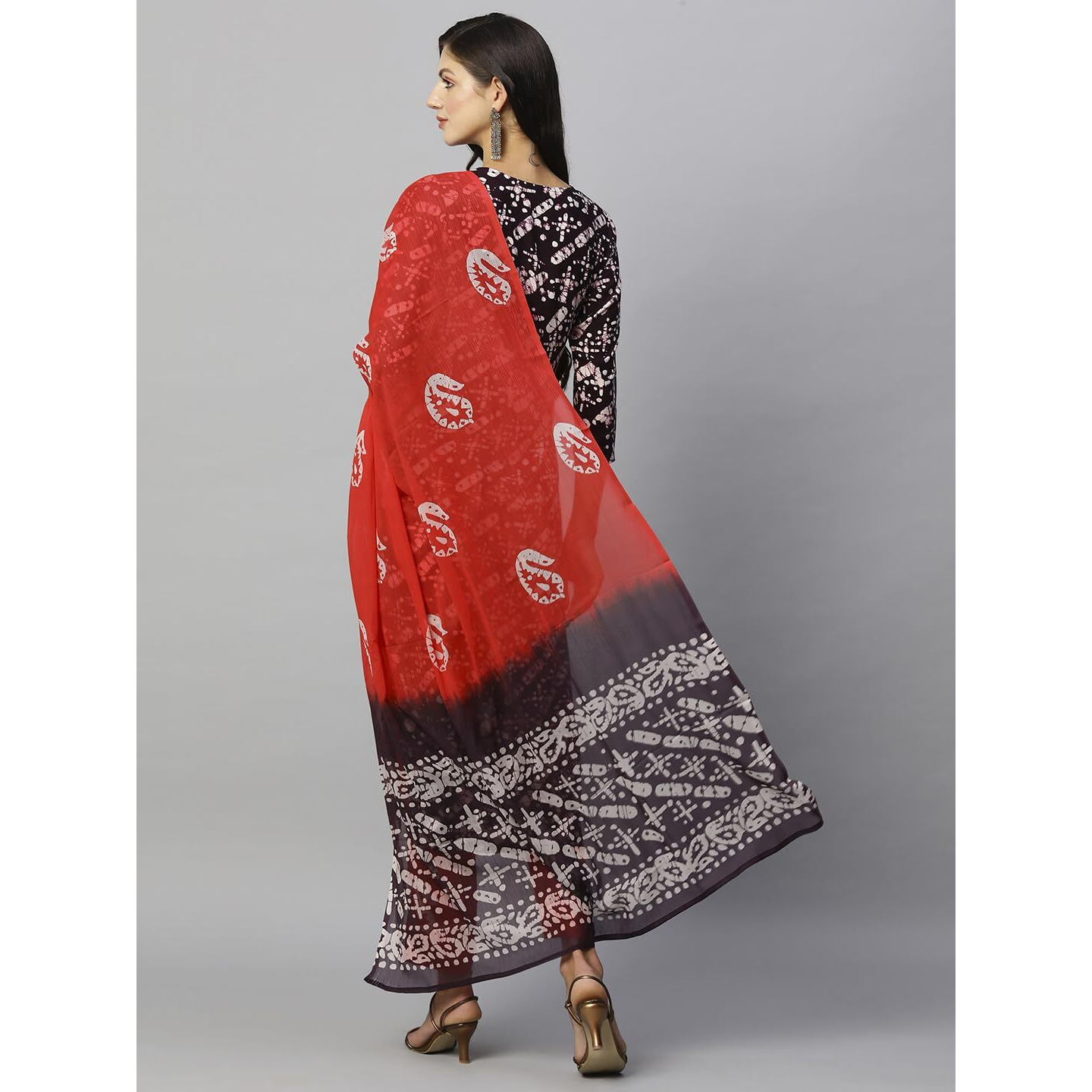 Gosriki Women's Cotton Blend Printed Straight Kurta With Pant & Dupatta (Sukar-Blue-Gs_M_Blue_Medium)