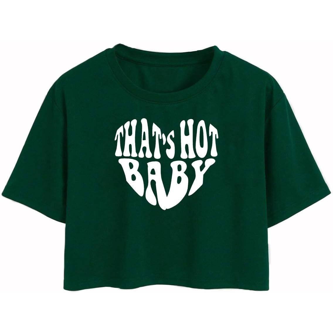 Toplot Text Printed Round Neck Crop Top For Women (Baby-Crop-Top-5200-Olive-Xs)
