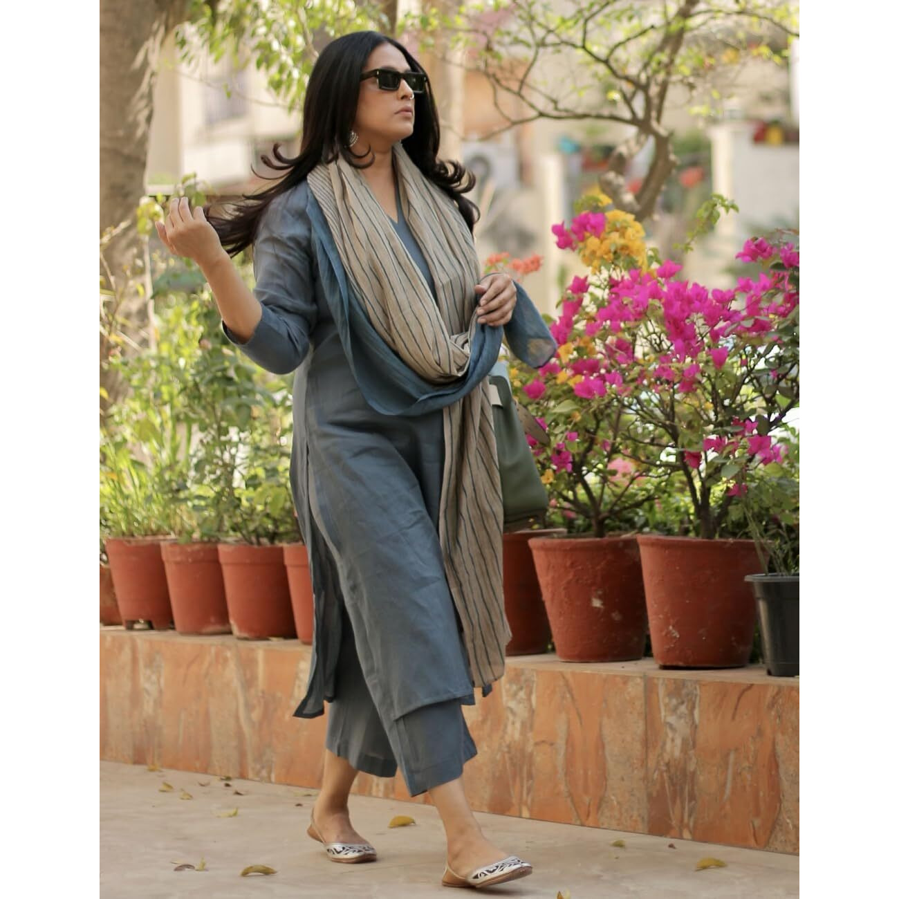 Gosriki Women's Rayon Blend Straight Solid Kurta With Pant & Dupatta (Raja Saab Grey-Vks01-Gs_L_Grey_Large)