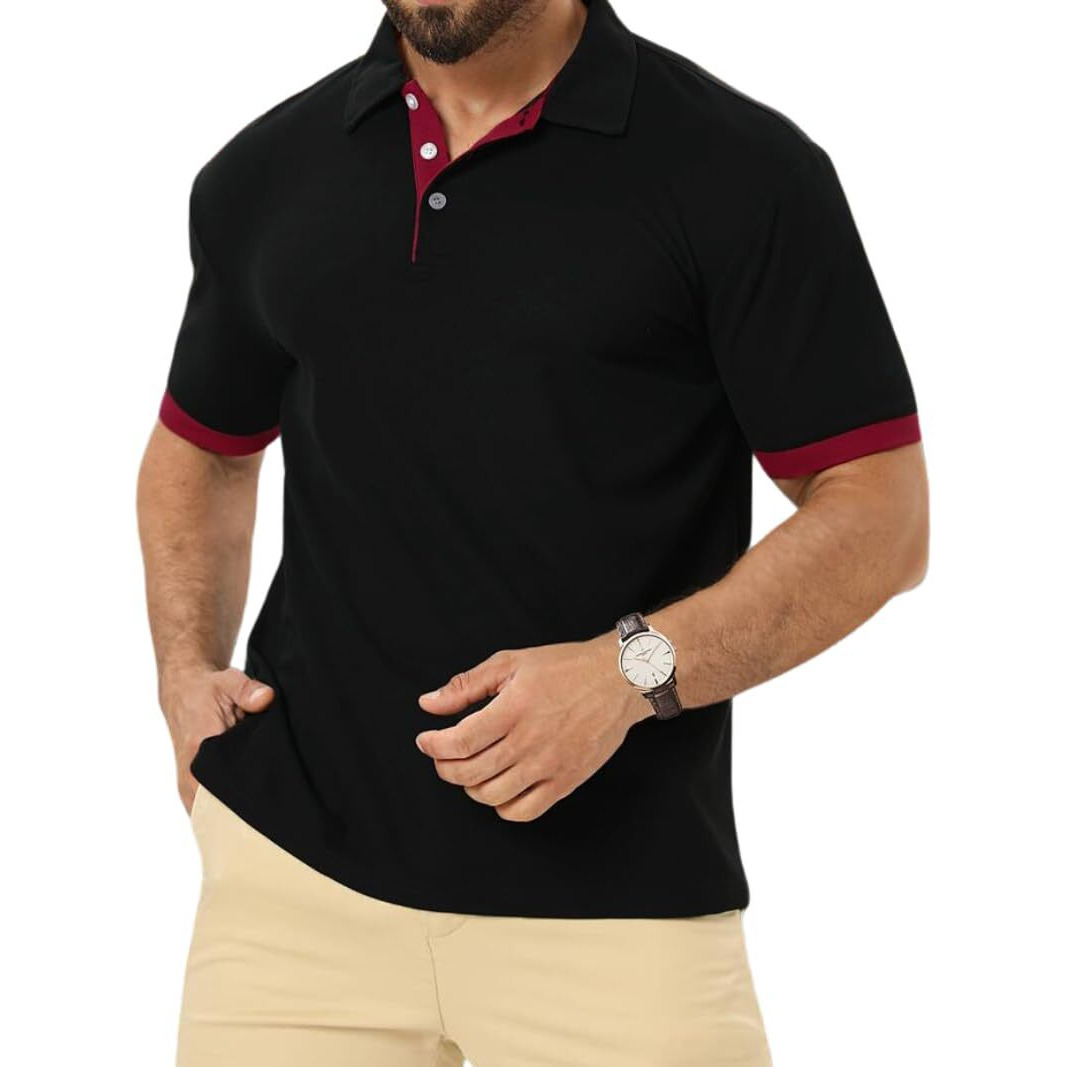 Toplot Men T-Shirt || T-Shirt For Men (Solid-Polo-5235-Black-L)