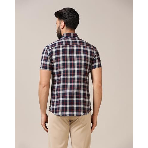 Toplot Men's Regular Fit Casual Shirt Checks Design With Spread Collar & Half Sleeves (Chex-Shirt-5177-White-Xl)