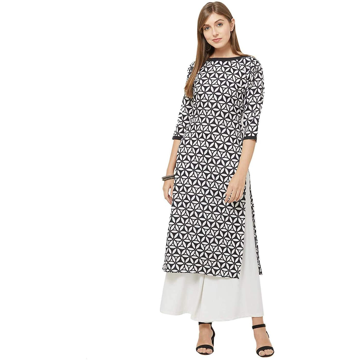 Gosriki Women's Multicolor Printed Straight Kurta Pack Of 02(Chakri-Black & Saaho-Rama_M)