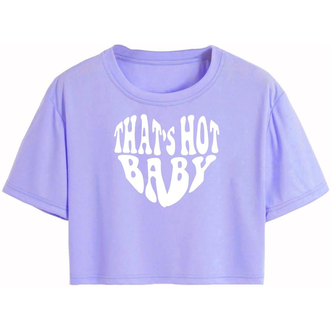Toplot Text Printed Round Neck Crop Top For Women (Baby-Crop-Top-5200-Purple-Xs)