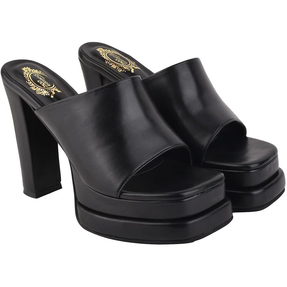Shoetopia Stylish Solid Black Block Heels For Women