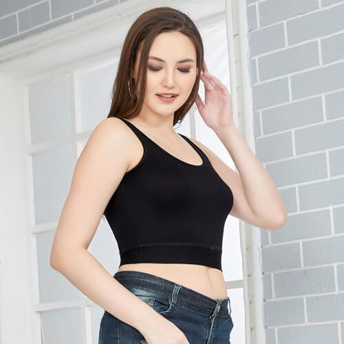Tank Crop Top - Black - L