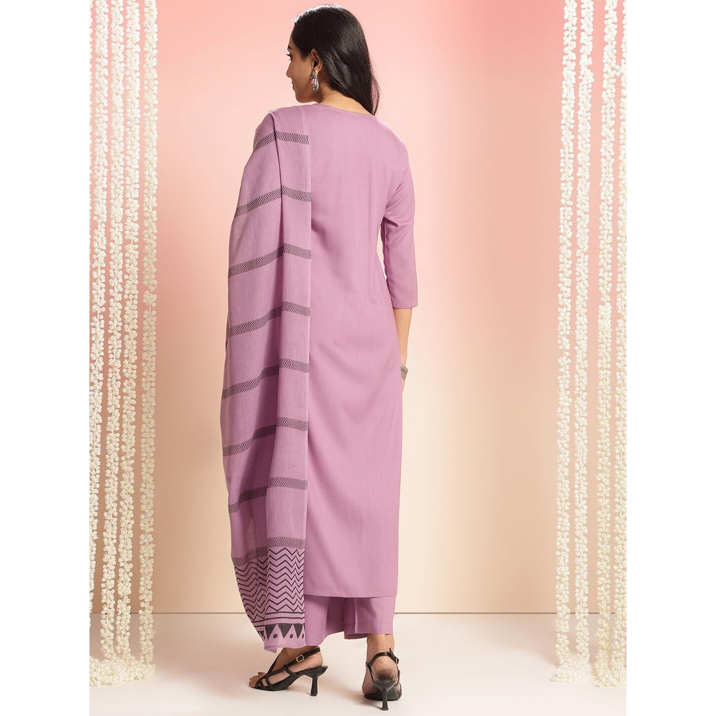 Gosriki Women's Rayon Viscose Solid Straight Kurta With Pant & Dupatta (Raja Saab Purple-Vks08-Gs_L_Purple_Large)