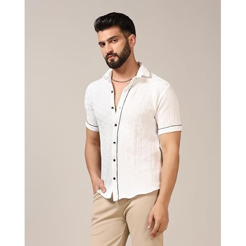 Toplot Men's Regular Fit Casual Shirt (Chatai-Shirt-5174-White-Xxl)