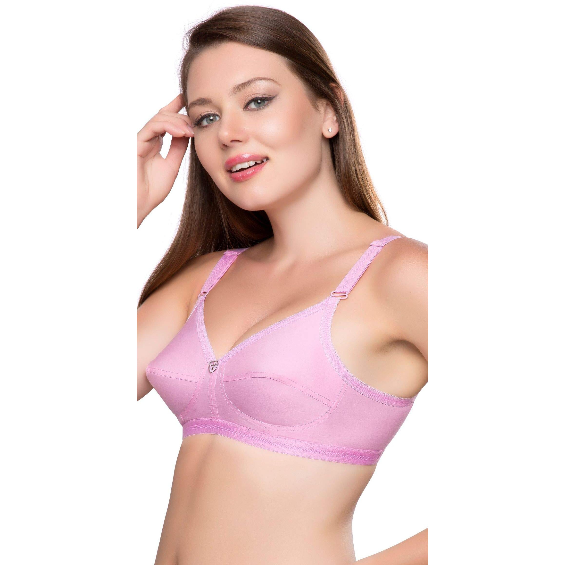 Trylo Women's Non-Wired Bra (Sarita_Pink_32C)