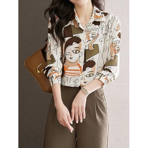 Toplot Shirt For Women || Shirt Tops For Women (Dott-Shirt-5110-Geo-M)