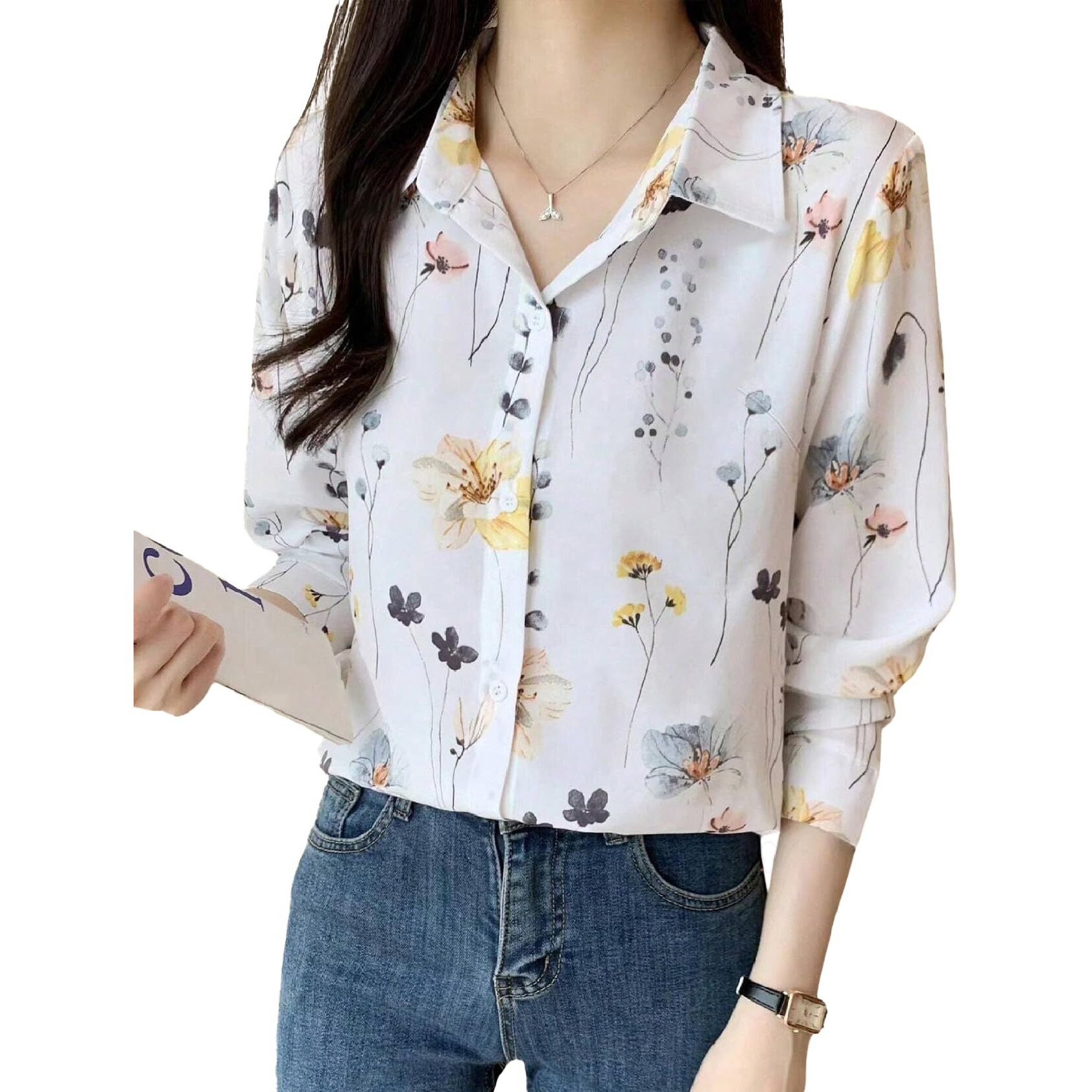 Toplot Shirt For Women || Shirt Tops For Women (F-Dott-Shirt-5110-Floral-Xl)