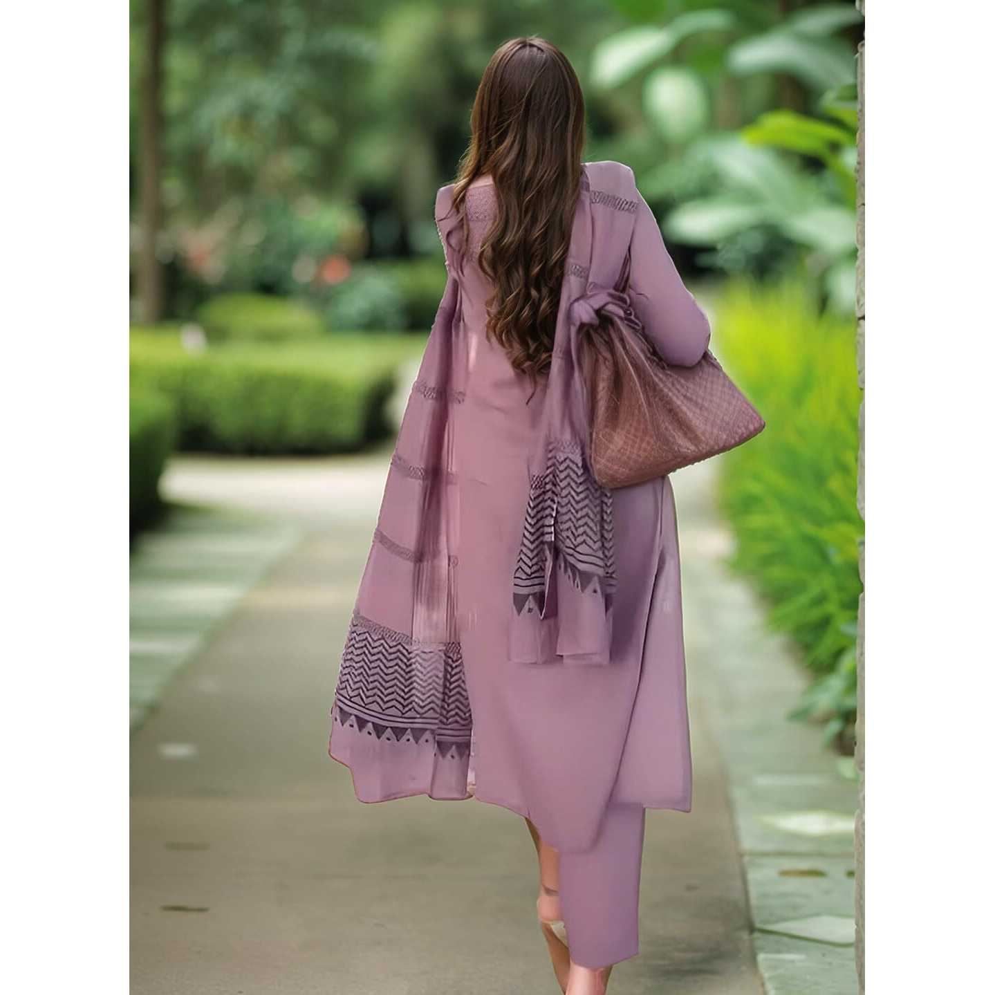 Gosriki Women's Rayon Blend Solid Straight Kurta With Pant & Dupatta (Raja Saab Purple-Vks02-Gs_Xl_Purple_X-Large)