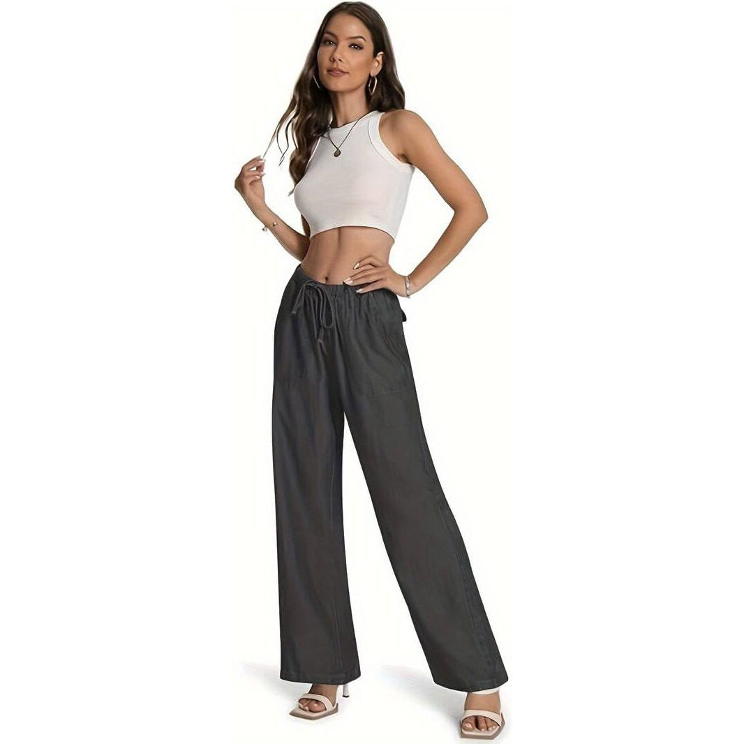 Toplot Women's Wide-Leg Drawstring Jeans Pants (Wide-Leg-Jeans-5251-Grey-28)