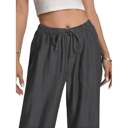 Toplot Women's Wide-Leg Drawstring Jeans Pants (Wide-Leg-Jeans-5251-Grey-28)