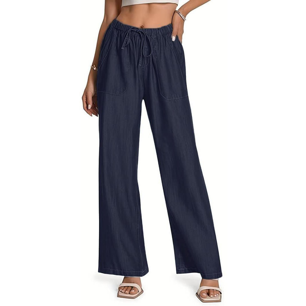 Toplot Women's Wide-Leg Drawstring Jeans Pants (Wide-Leg-Jeans-5251-Dark-30)