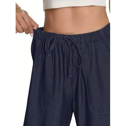 Toplot Women's Wide-Leg Drawstring Jeans Pants (Wide-Leg-Jeans-5251-Dark-30)