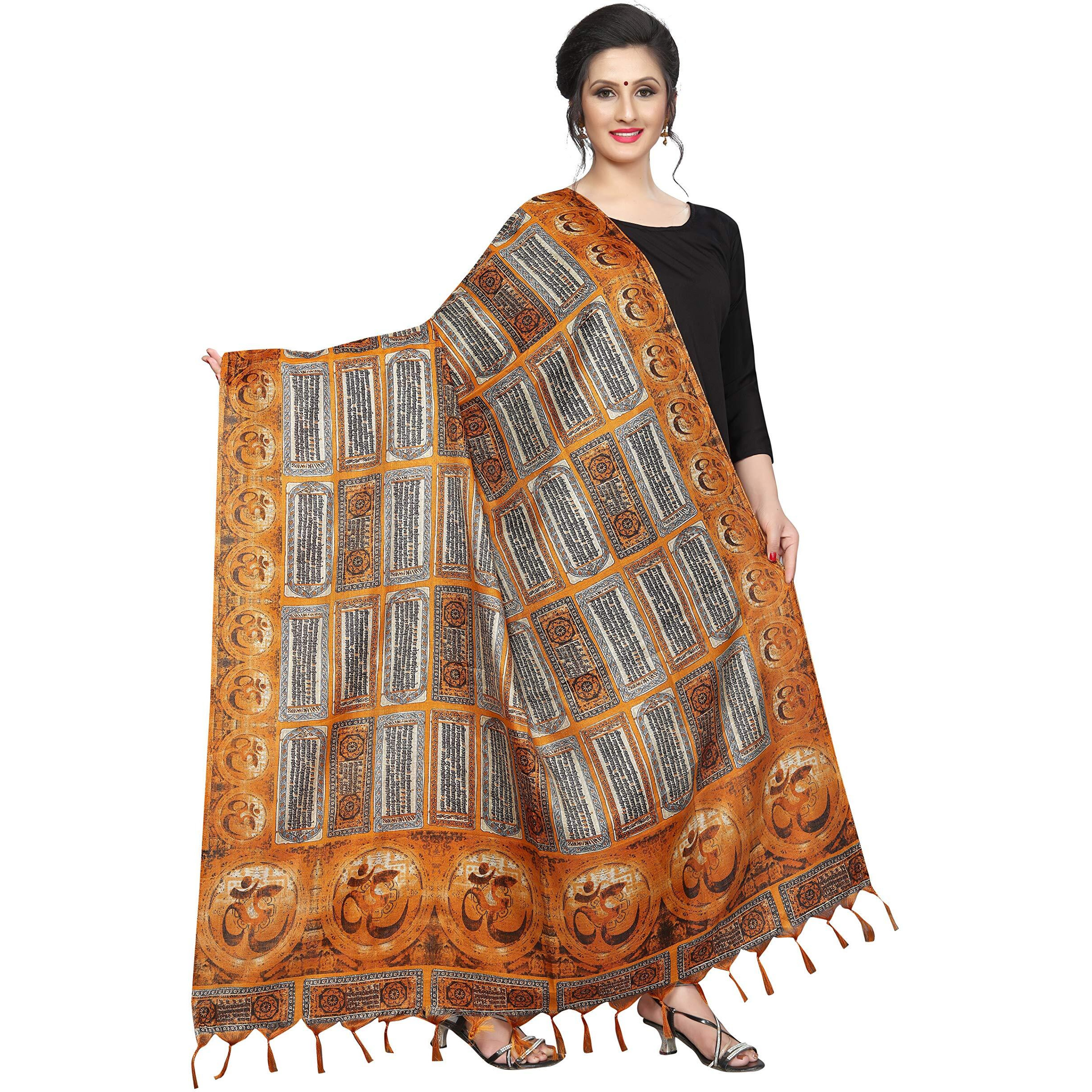 Gosriki Women's Cotton Dupatta (Anni D4 Mustard_Mustard_Free Size)