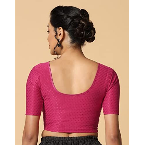 Toplot Cotton Blend Lycra Stretchable Readymade Blouses Pack Of 2 (Combo-5058-Nvy-Rnp-32)