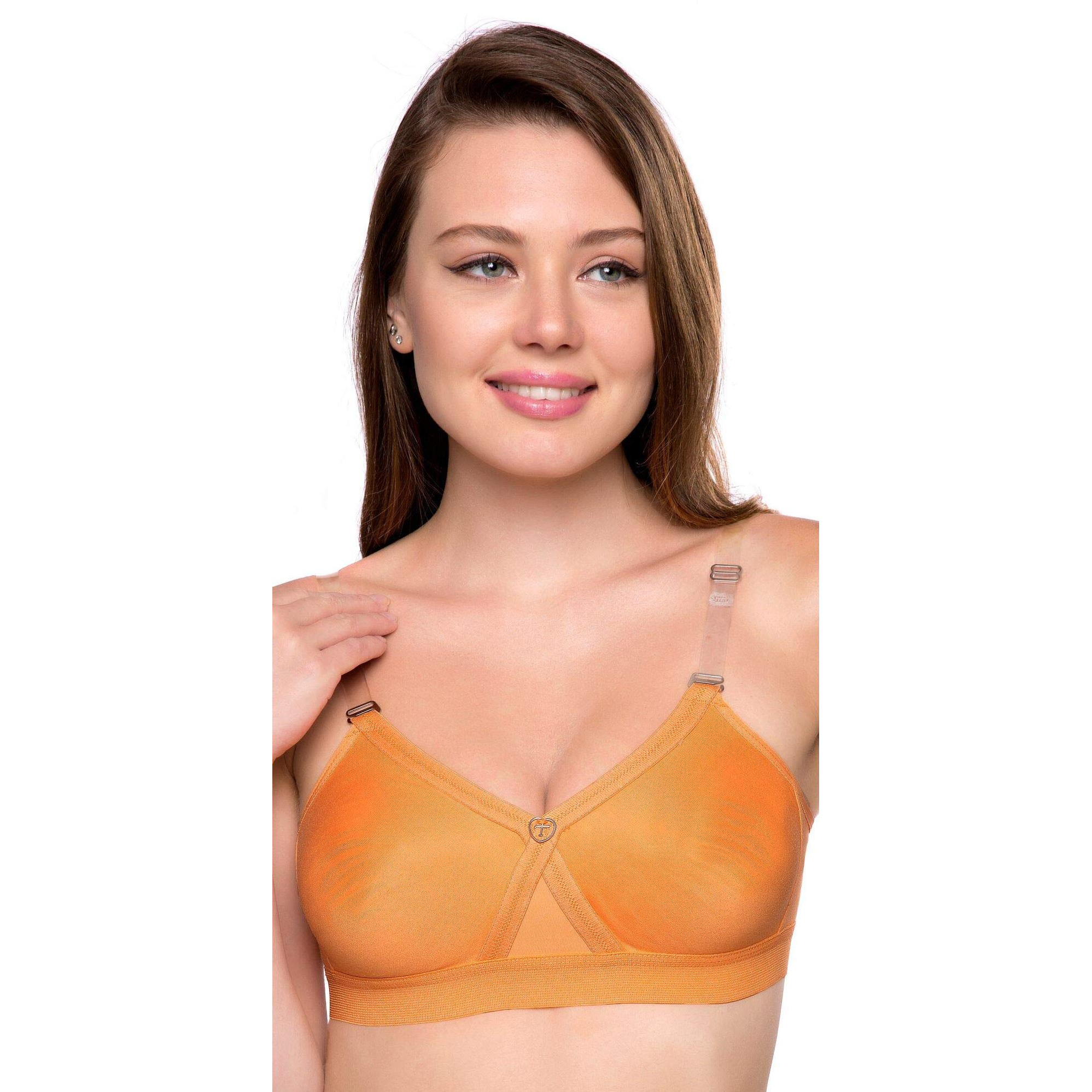 Trylo Women's Non-Wired Bra (Alpa Strapless_Orange_34E)