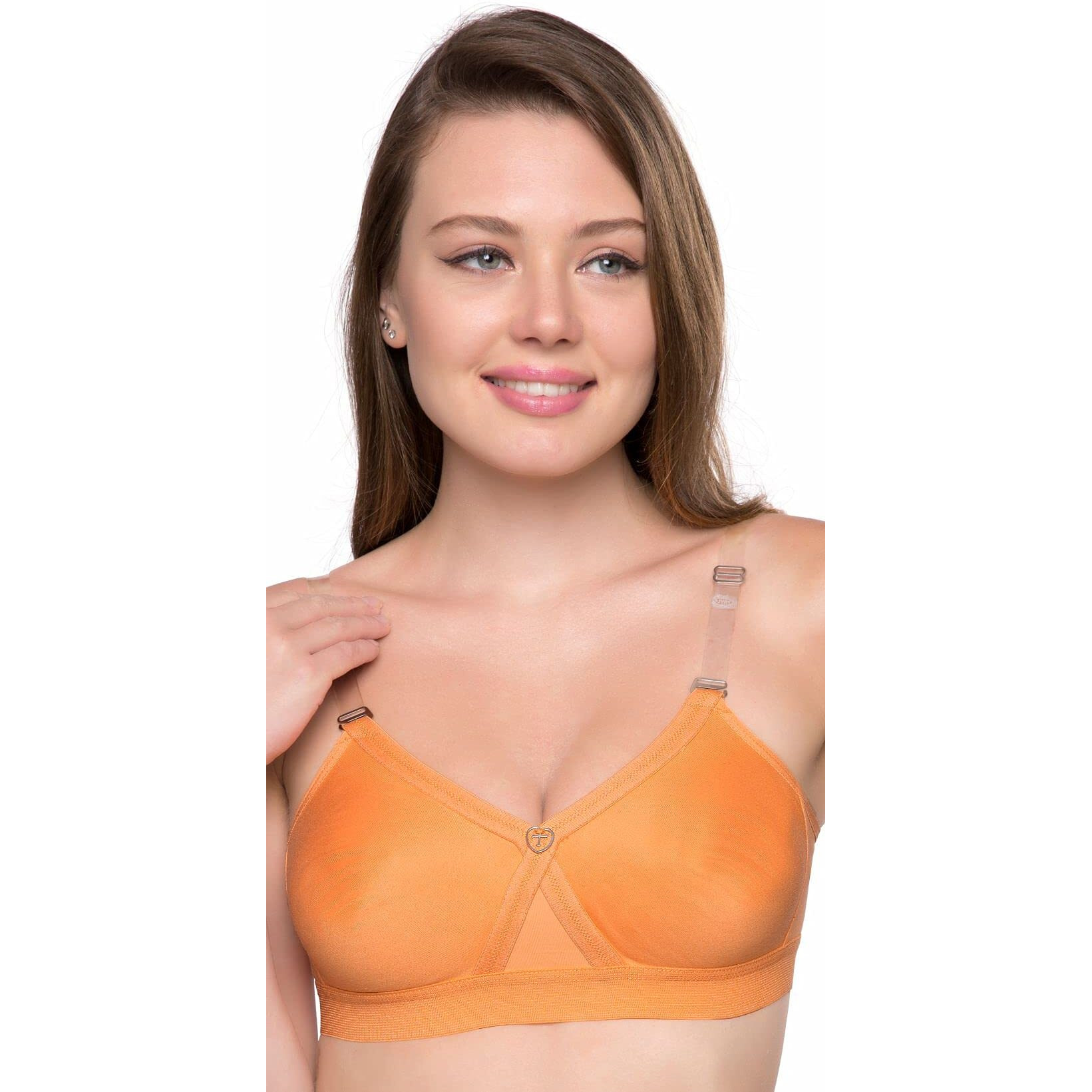 Trylo Women's Non-Wired Bra (Alpa Strapless_Orange_34E)