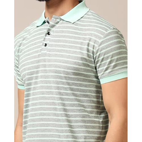 Toplot Men's Regular Fit Half Sleeve Casual Polo T-Shirt (Lining-Polo-5166-Pista-S)