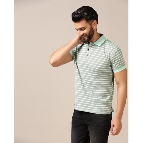 Toplot Men's Regular Fit Half Sleeve Casual Polo T-Shirt (Lining-Polo-5166-Pista-S)