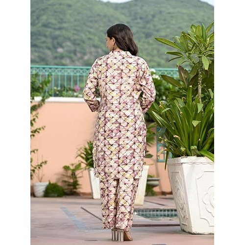 Gosriki Women's Rayon Blend Printed Ethnic Co-Ord Set (Ays Purple-Vks03-Gs_M_Purple_Medium)