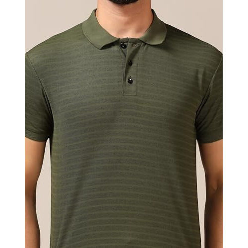 Toplot Men's Regular Fit Half Sleeve Casual Polo T-Shirt (Lining-Polo-5166-Mahendi-M)
