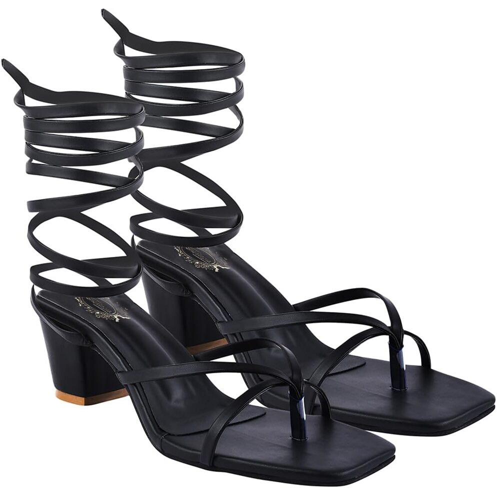 Shoetopia Girls Fashion Black Heeled Sandal - 4 Uk (Girls-Fashion-Black)