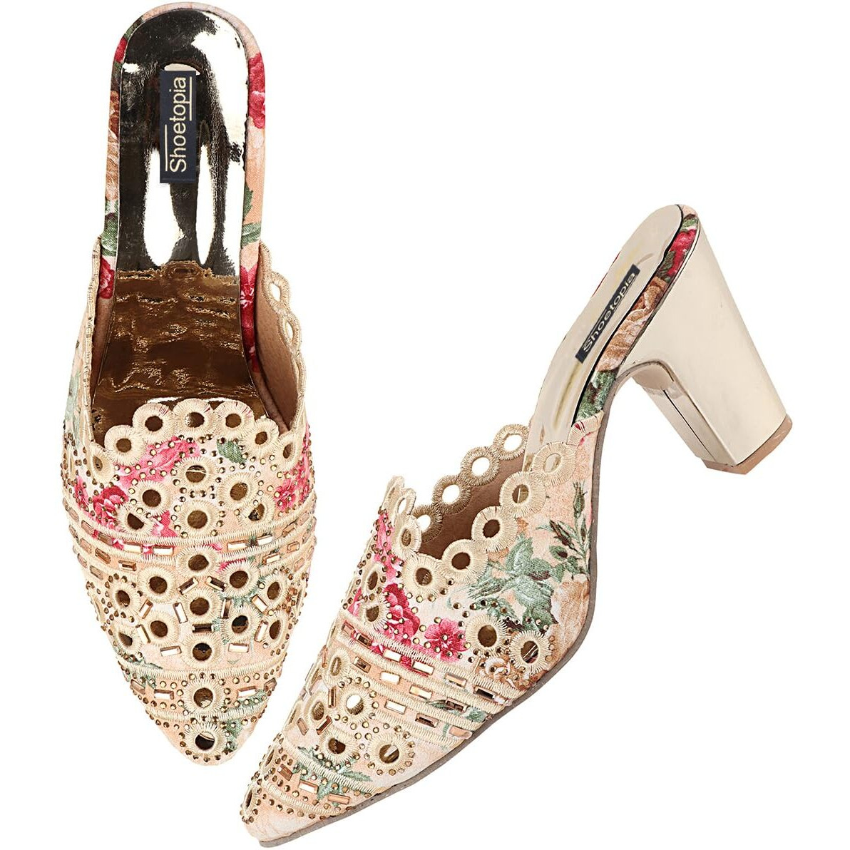 Shoetopia Girls Heel-Bantu Cream Mule - 4 Uk (Girls-Heel-Bantu-Cream)