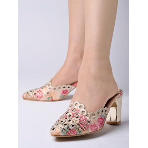 Shoetopia Girls Heel-Bantu Cream Mule - 4 Uk (Girls-Heel-Bantu-Cream)