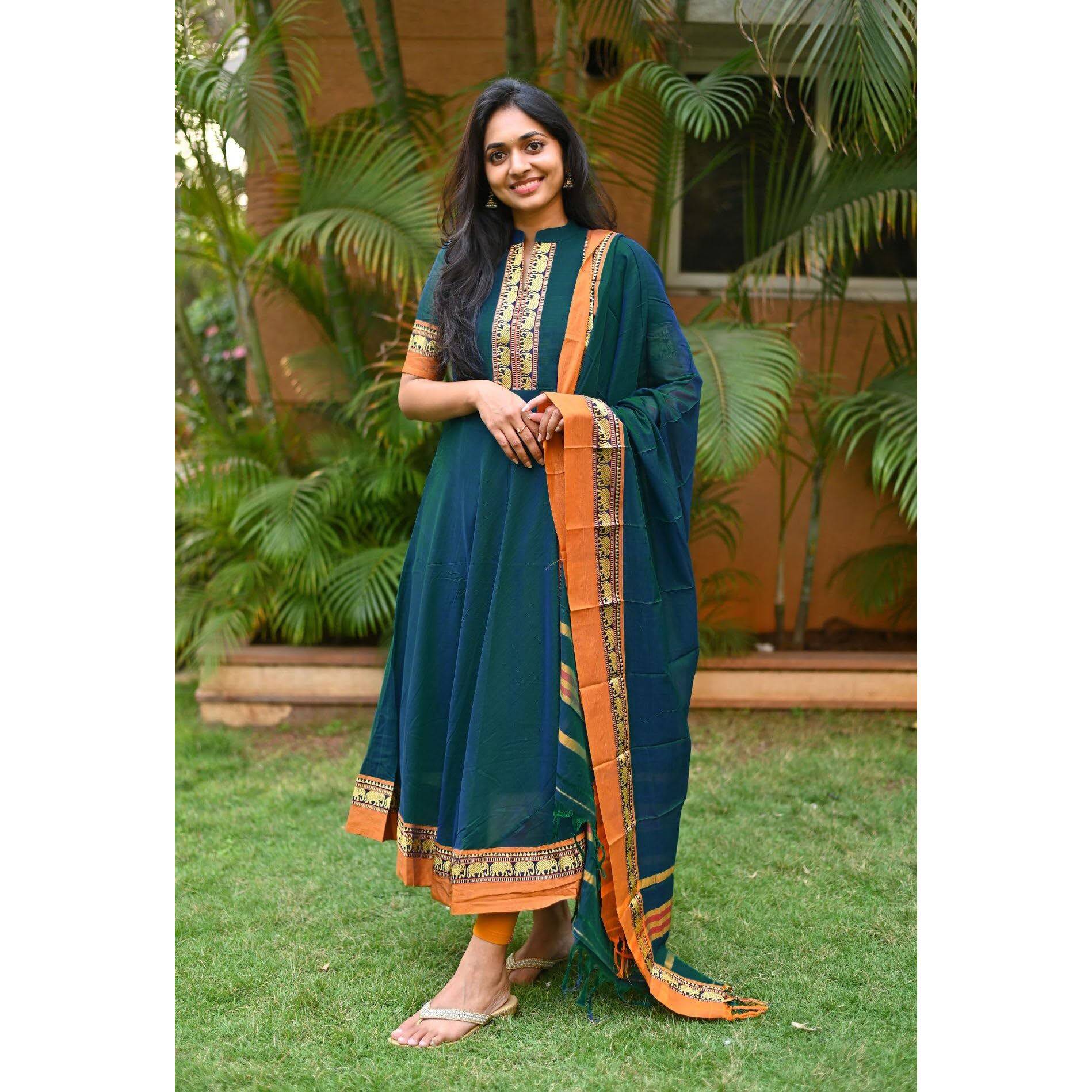 Gosriki Women's Rayon Viscose Solid Anarkali Kurta With Dupatta (Samuti Kerosin-Gs_L_Sky Blue_Large)
