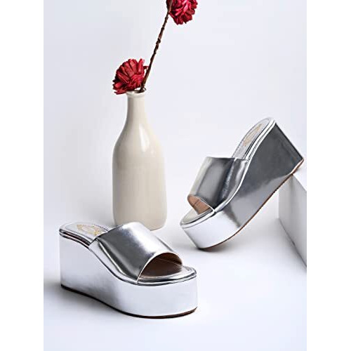 Shoetopia Girls Little Silver Wedge Sandal - 8 Uk (Girls-Little-Silver)