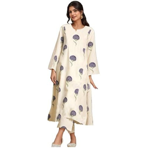 Gosriki Women's Rayon Viscose Printed Straight Kurta With Pant (Janya Begani-Gs_Xxl_Begani_Xx-Large)