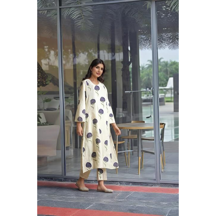 Gosriki Women's Rayon Viscose Printed Straight Kurta With Pant (Janya Begani-Gs_Xxl_Begani_Xx-Large)