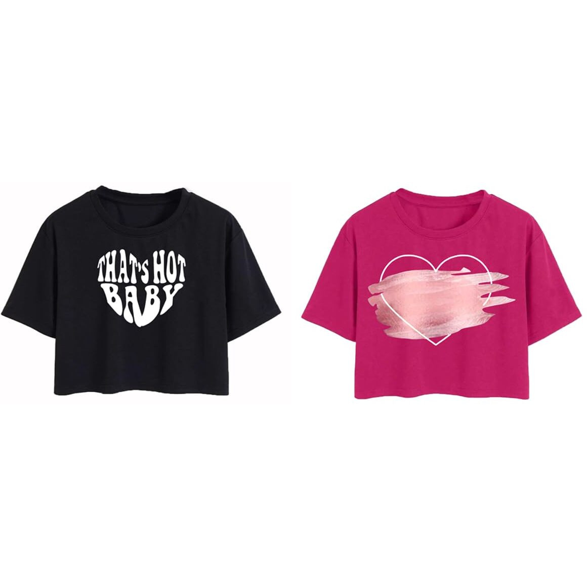 Toplot Tops For Women || Western Tops For Woman Stylish || Crop T-Shirt Western Pack Of 2 (Combo-Top-5256-Blk-Pnk-Xs)