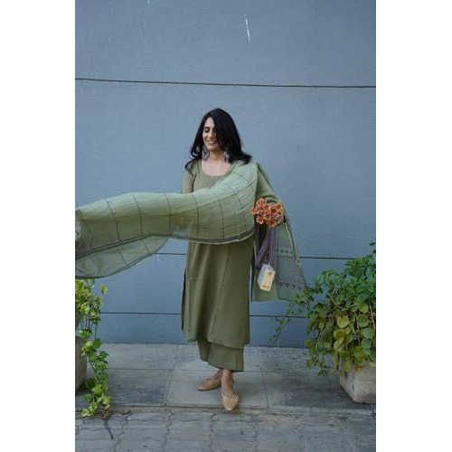 Gosriki Women's Rayon Blend Straight Solid Kurta With Pant & Dupatta (Raja Saab Green-Vks01-Gs_3Xl_Green_Xxx-Large)