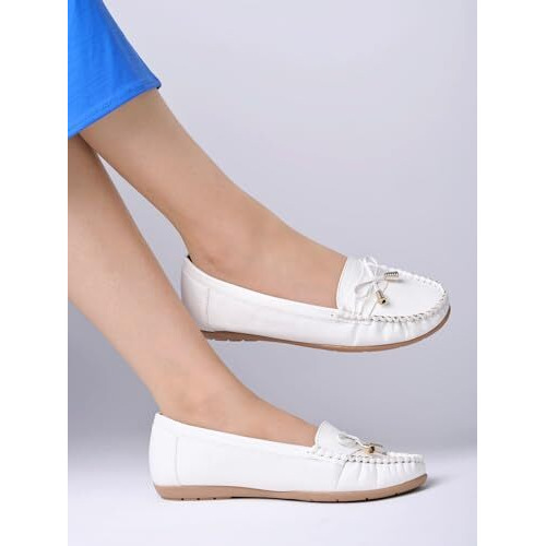 Shoetopia Girls Comfort White Ballet Flat - 5 Uk (Girls-Comfort-White)
