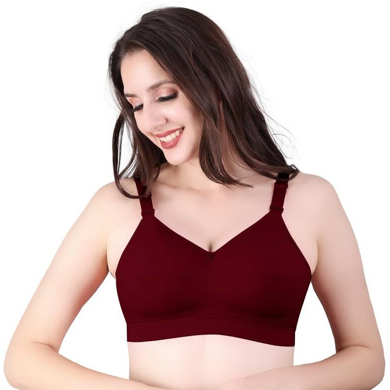 Trylo Riza Cottonfit Bra Combo Pack Marun & Nude 34 C - Cup - Pack Of-2