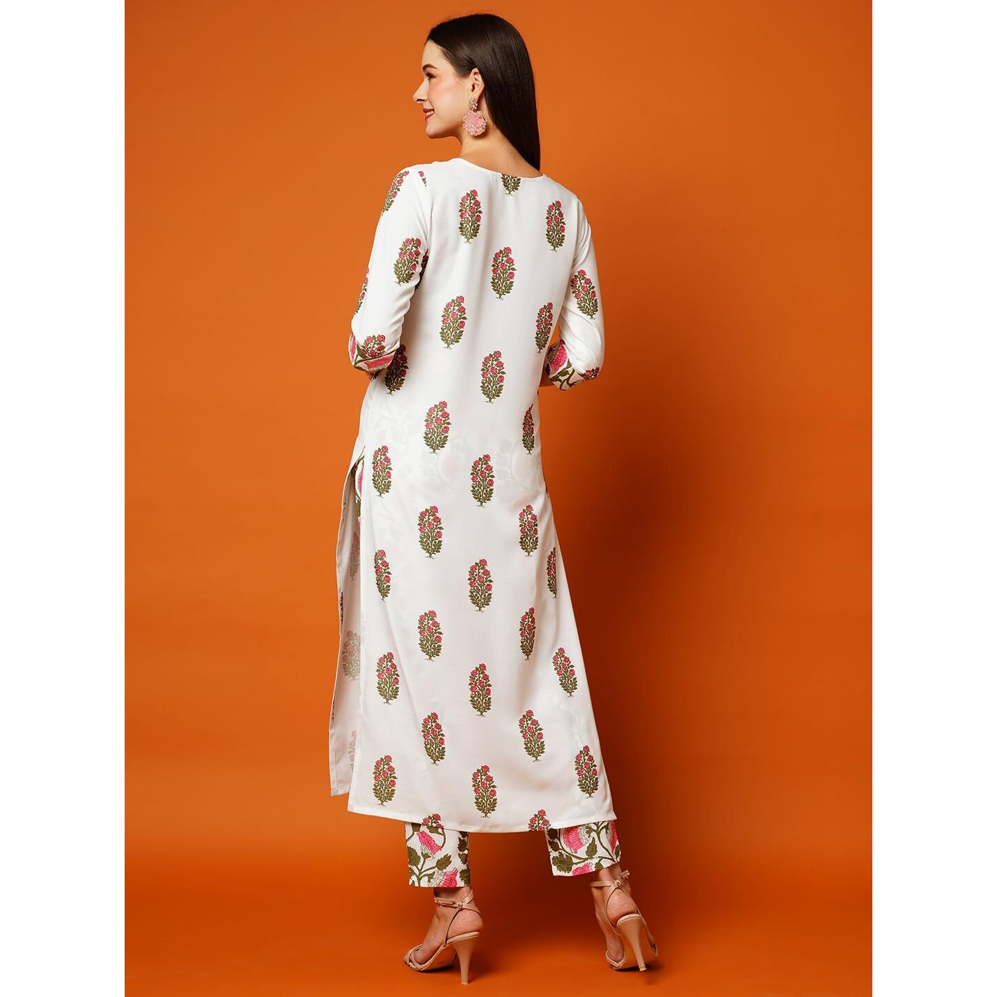 Gosriki Women's Cotton Blend Printed Straight Kurta With Pant (Parthi White-Gs_Xxl_White_Xx-Large)