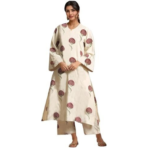 Gosriki Women's Rayon Viscose Printed Straight Kurta With Pant (Janya Maroon-Gs_Xxl_Maroon_Xx-Large)