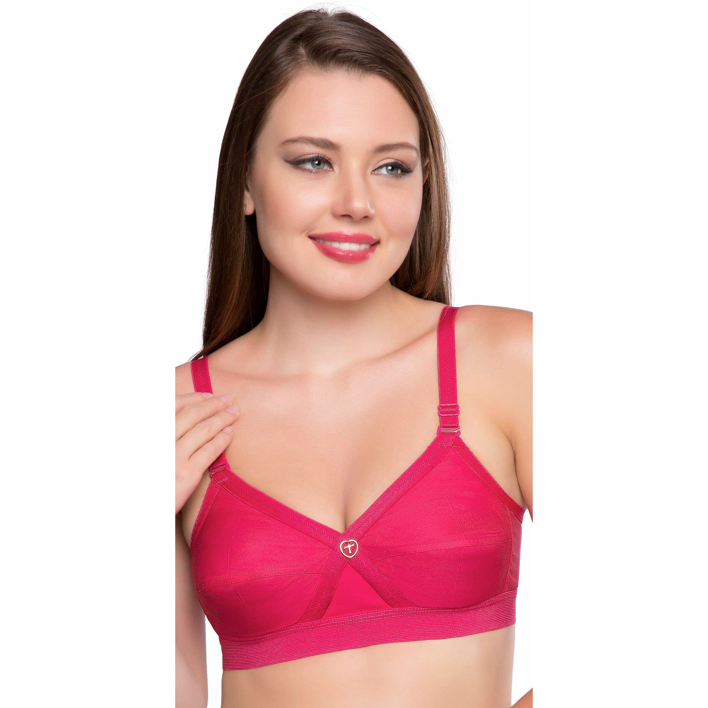 Trylo Women's Non-Wired Bra (Krutika Plain_Rasberry_40F)