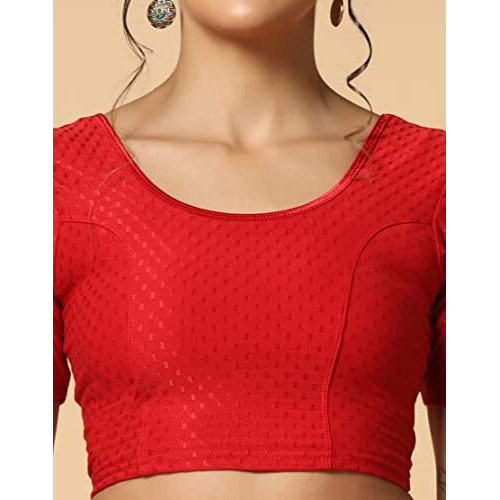 Toplot Cotton Blend Lycra Stretchable Readymade Blouses Pack Of 2 (Combo-5058-Crm-Red-40)