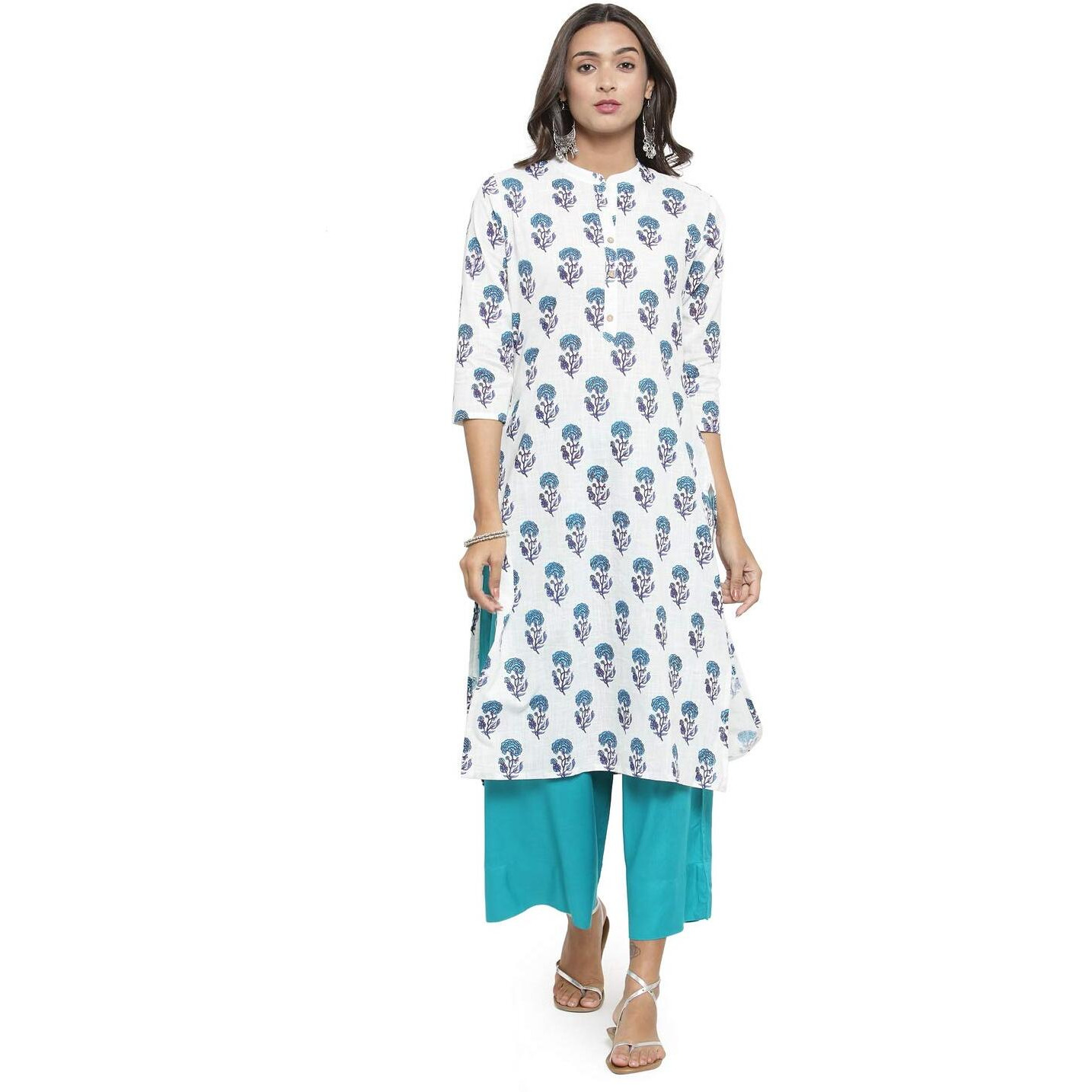 Gosriki Women's Cotton Kurta (Kur190037-Xl_X-Large_White)
